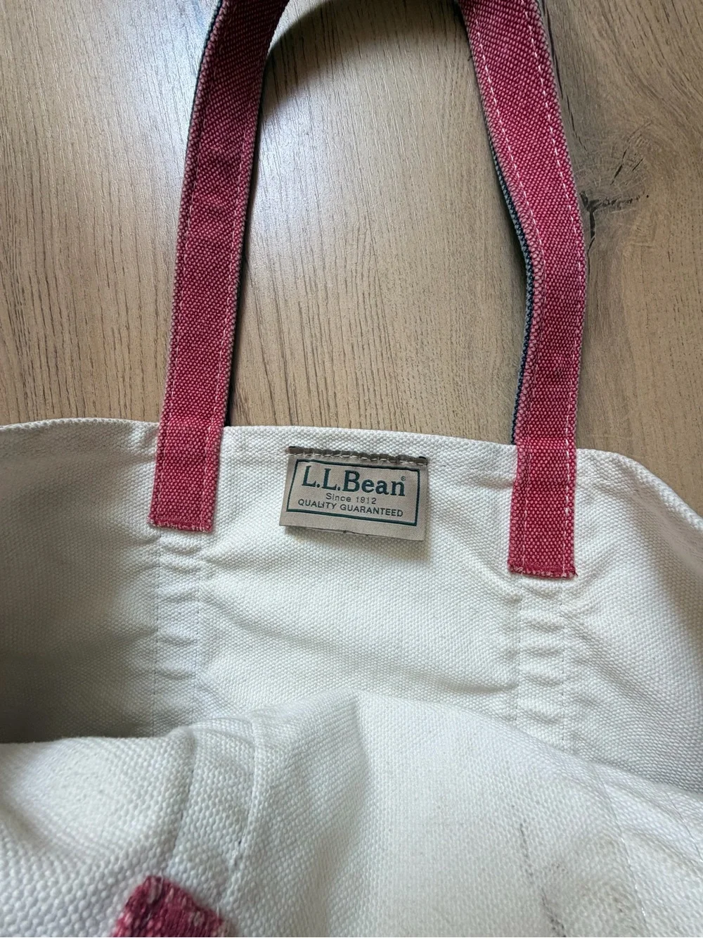 Vintage Two-Tone Red Boat & Tote Bag with Navy Trim